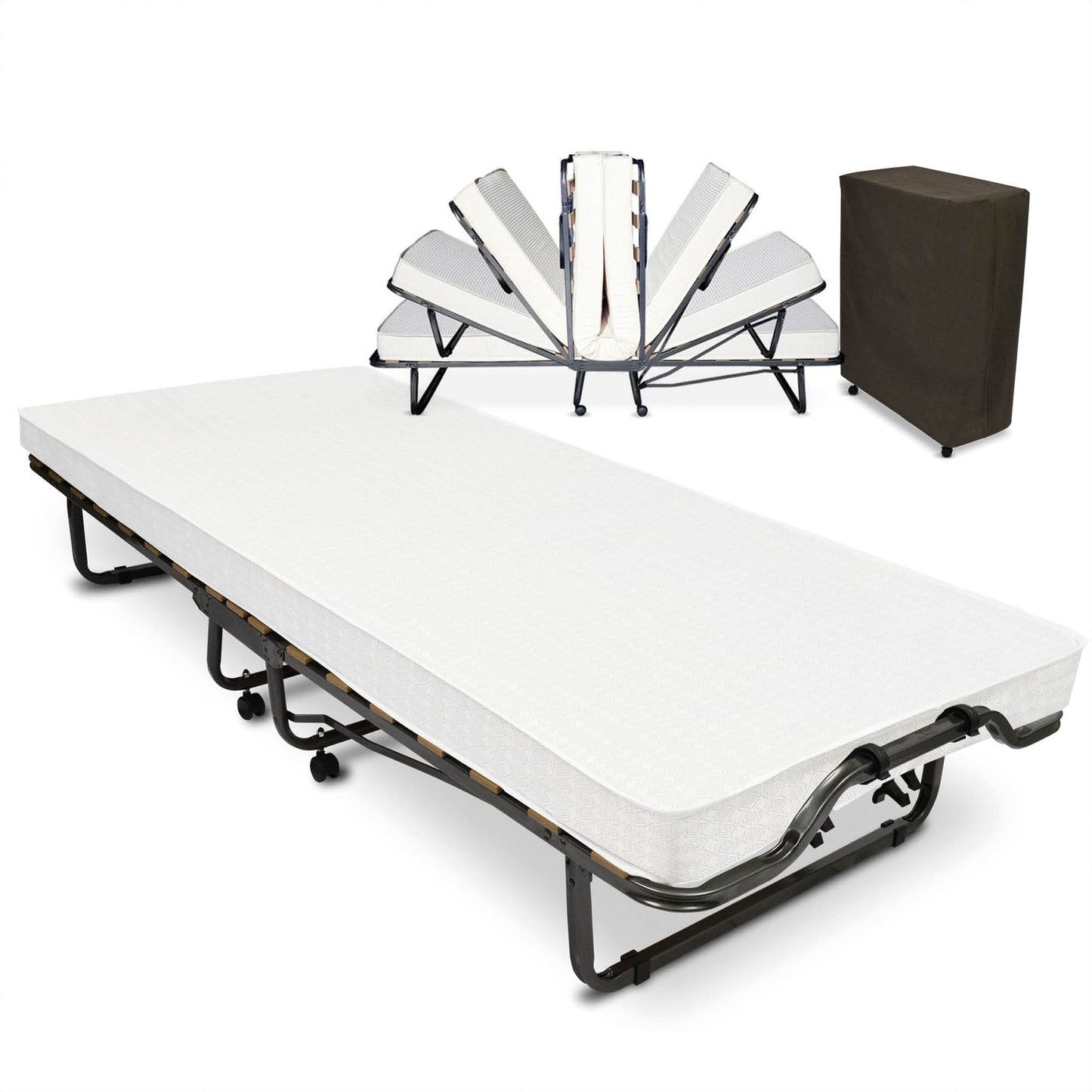 „Beautissu Klappbett Venetia 90x200 cm – Gästebett mit 10,5 cm Matratze & Schutzhülle“