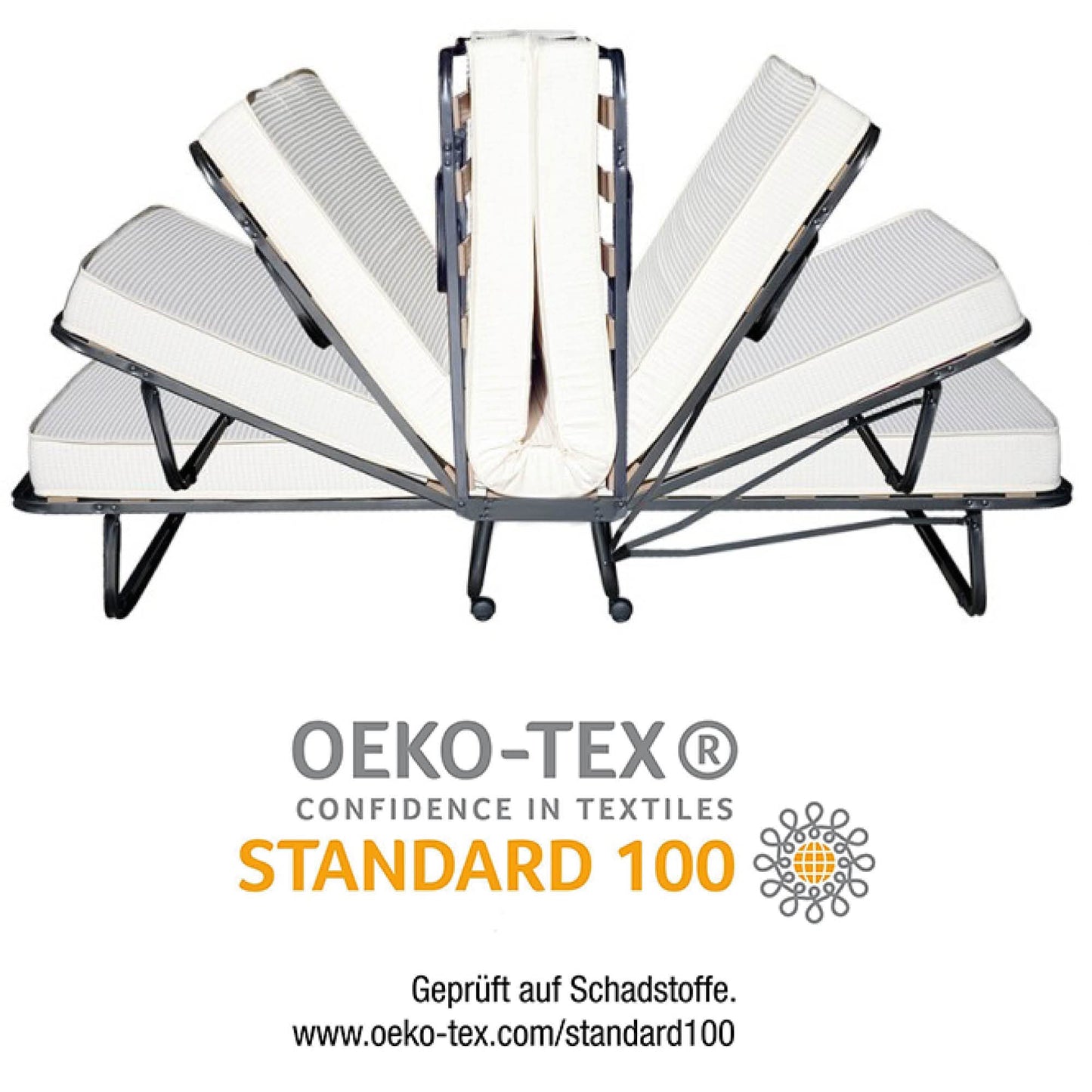 „Beautissu Klappbett Venetia 90x200 cm – Gästebett mit 10,5 cm Matratze & Schutzhülle“