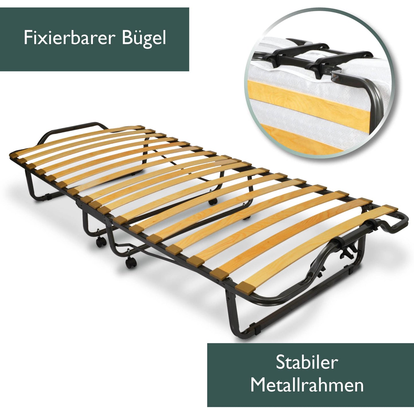 „Beautissu Klappbett Venetia 90x200 cm – Gästebett mit 10,5 cm Matratze & Schutzhülle“