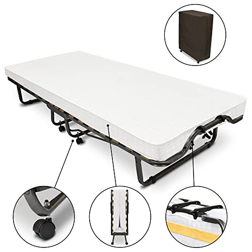 „Beautissu Klappbett Venetia 90x200 cm – Gästebett mit 10,5 cm Matratze & Schutzhülle“